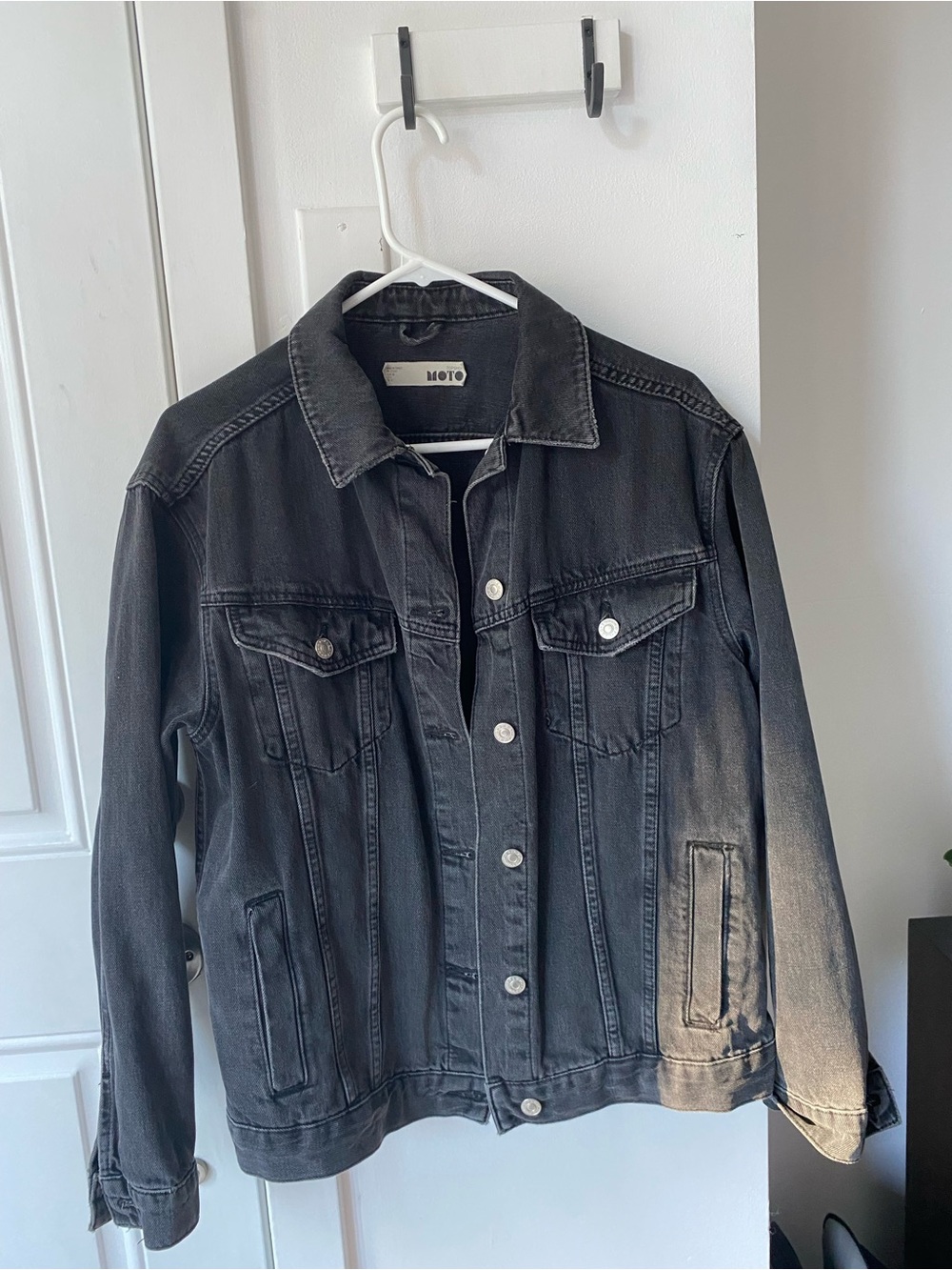 Topshop Black Denim Oversized Jacket